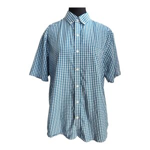 Denver Hayes Mens Blue and White Casual Button Down Shirt Size Med